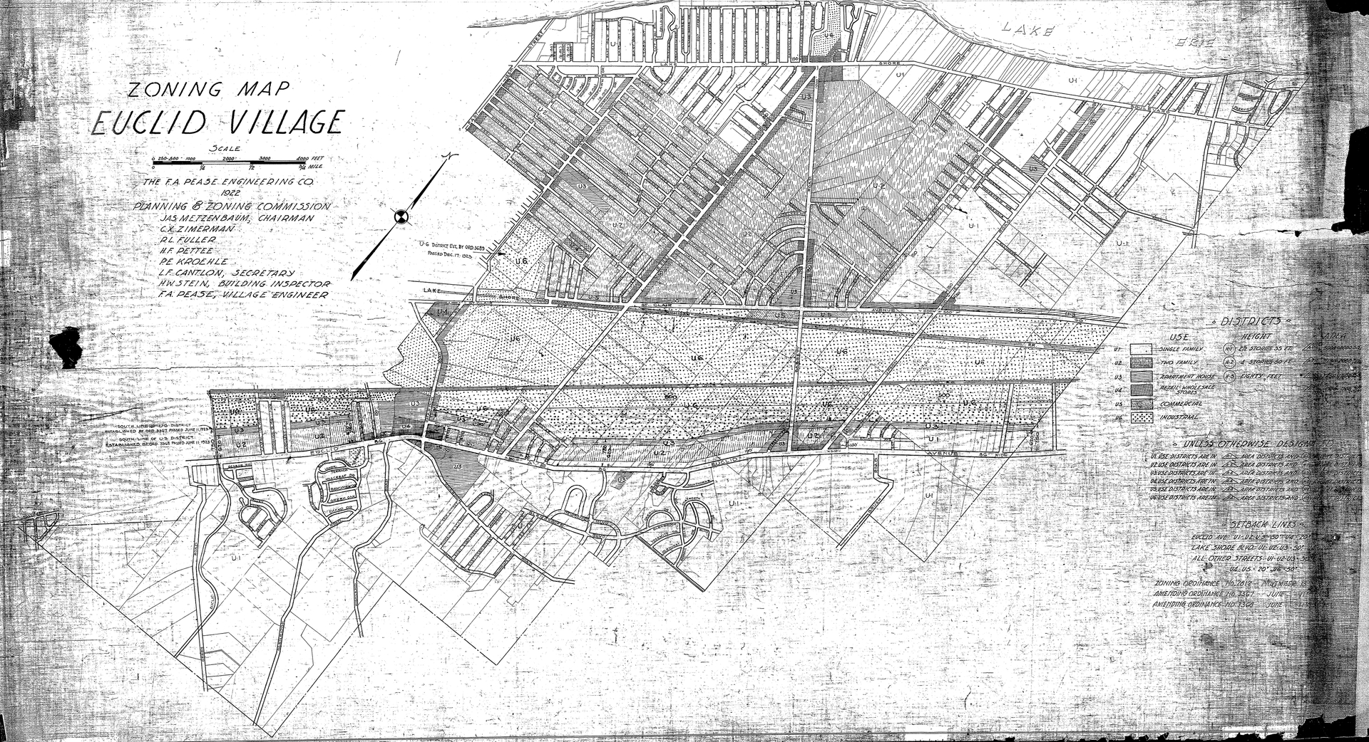 A zoning plan map of Euclid, Ohio.