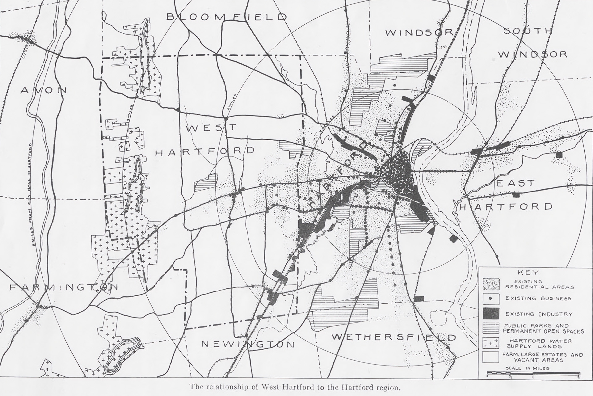 Zoning map of West Hartford, CT.