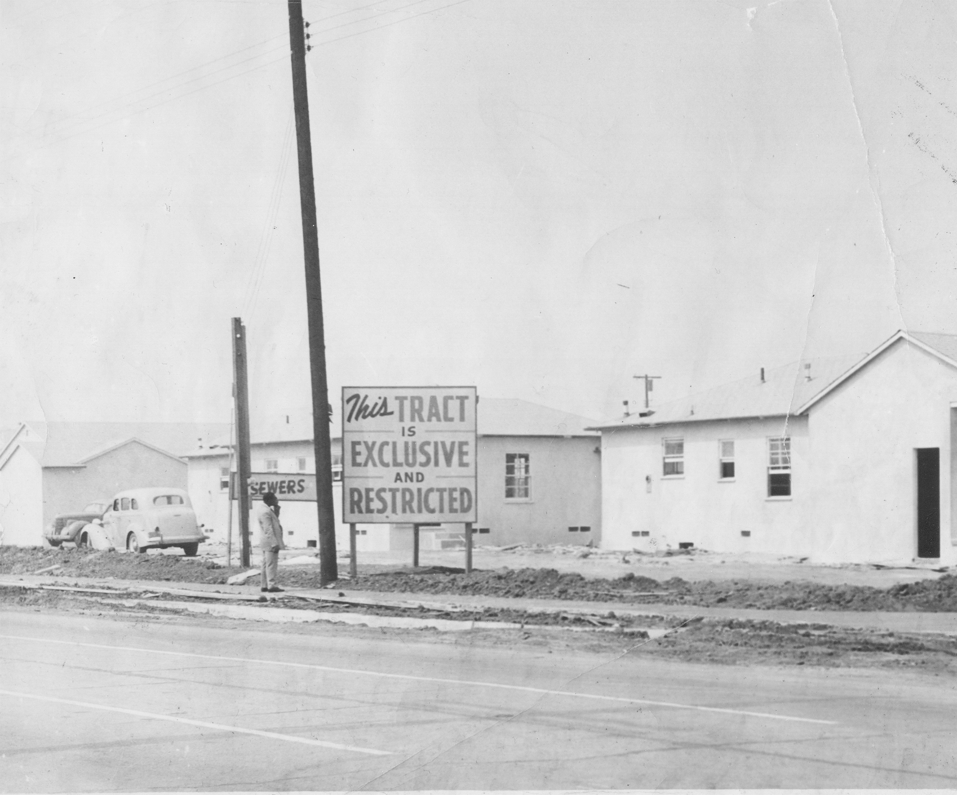 This sign outside of Sunkist Gardens in Los Angeles broadcast that the development was targeted to White veterans. Black veterans would be told that this was a restricted neighborhood.