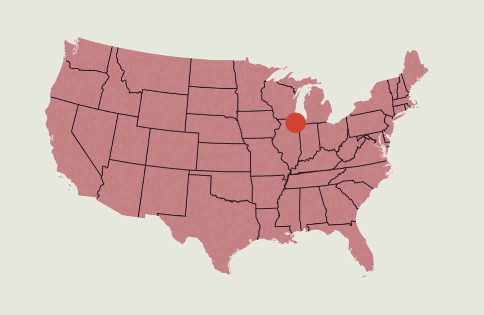 Map of the United States highlighting Oak Park's location in North-East Illinois.