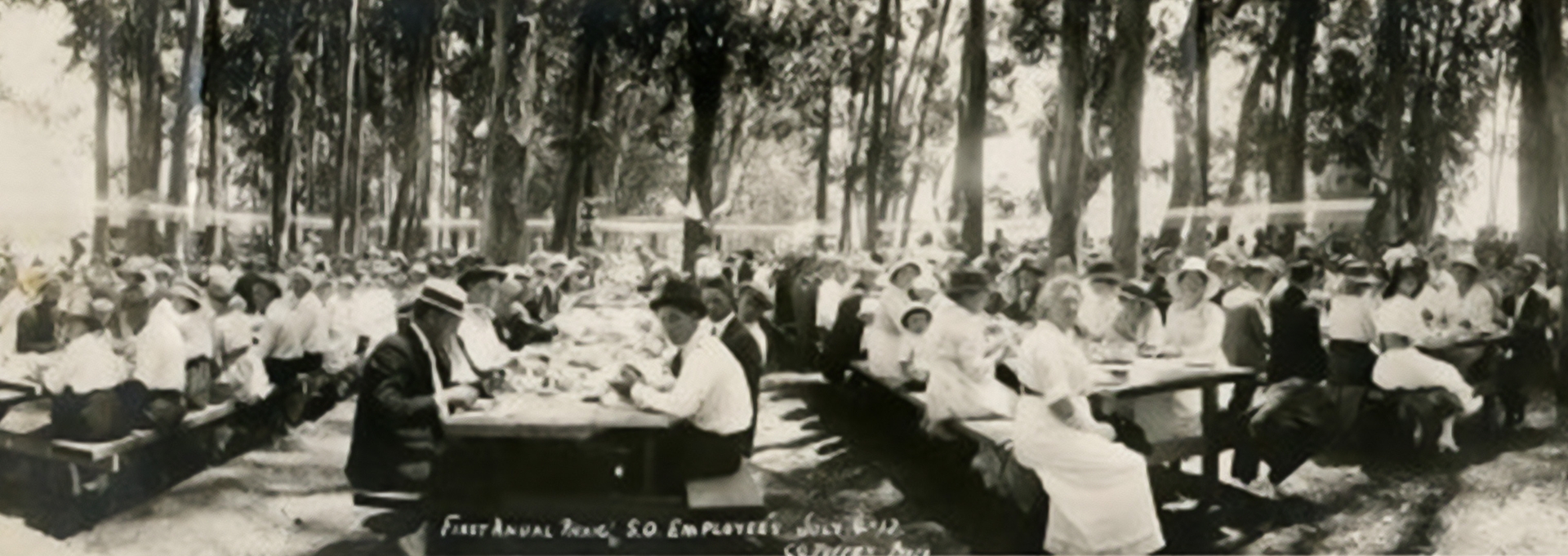 In 1919, employees and their families wore their best to attend the first annual Standard Oil picnic.